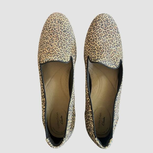 Clarks Women's Sara Poppy Cheetah Print Flat Loafer Sz 11 - Picture 1 of 6